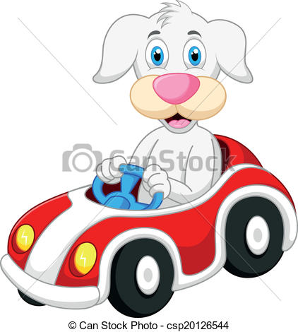 422x470 Vector Illustration Of Dog Cartoon Driving Car Eps Vector