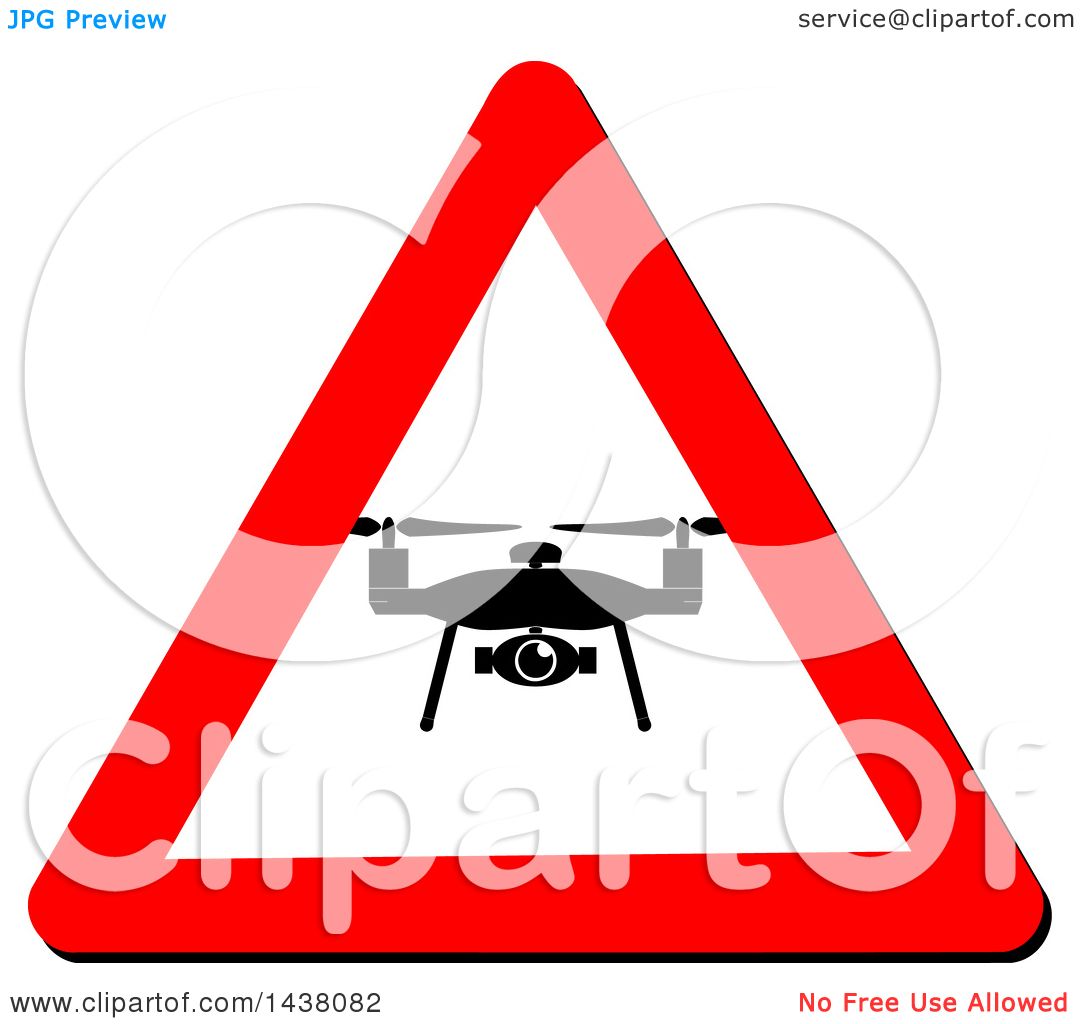 1080x1024 Clipart Of A Silhouetted Drone In A Triangular Sign