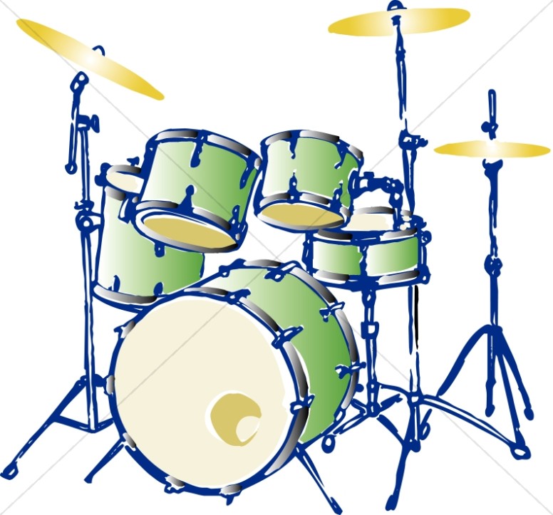 776x723 Green Complete Drum Set Church Music Clipart