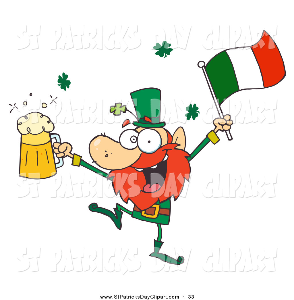 1024x1044 Clip Art Of A Drunk Irish Leprechuan Dancing With Beer And A Flag