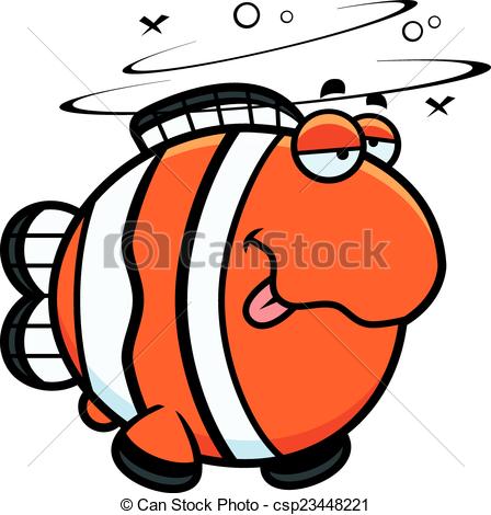 448x470 Cartoon Drunk Clownfish. A Cartoon Illustration Of A Vector