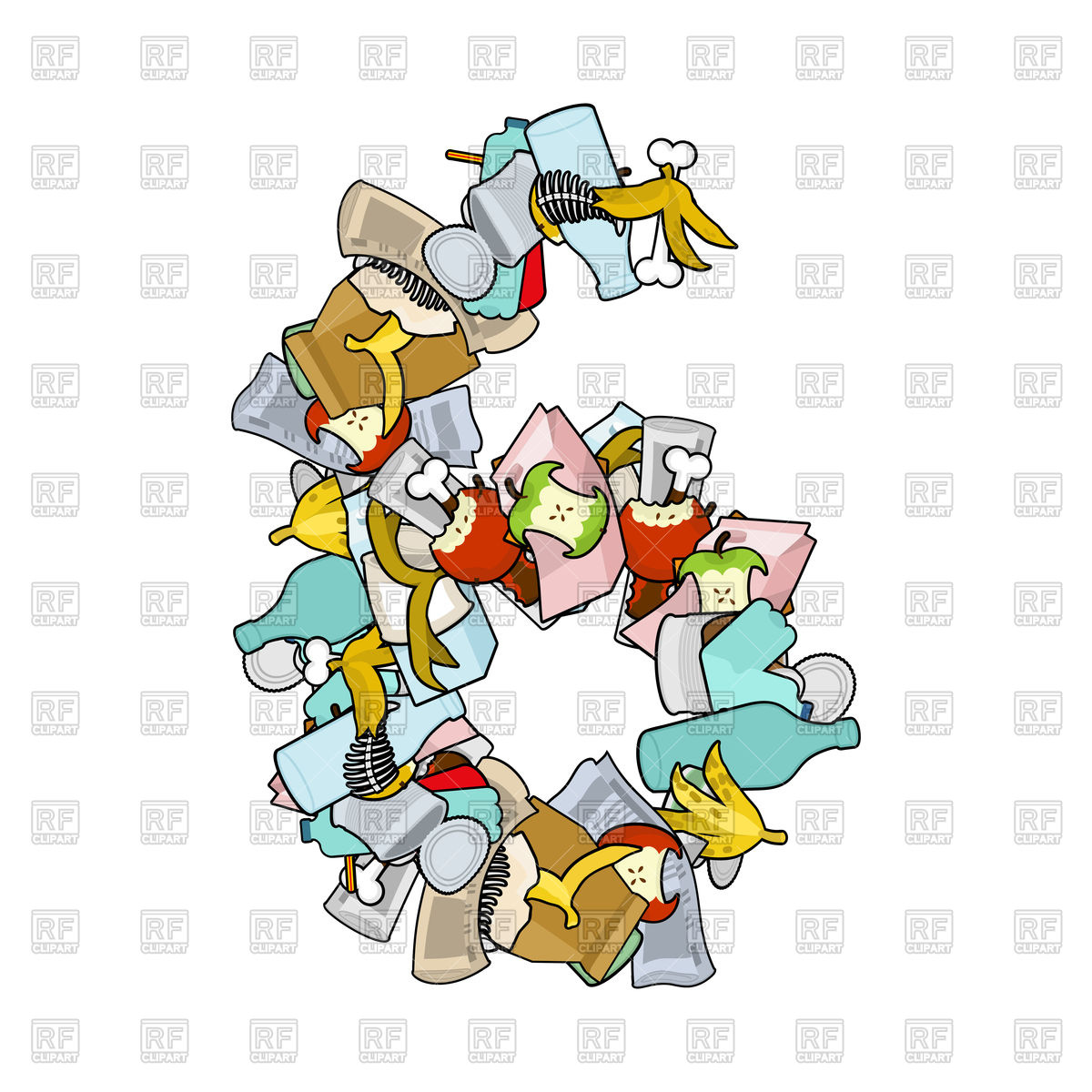 1200x1200 Number 6 Rubbish Font Royalty Free Vector Clip Art Image