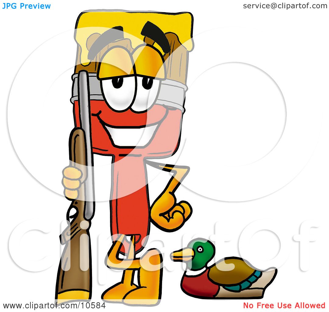 1080x1024 Clipart Picture Of A Paint Brush Mascot Cartoon Character Duck