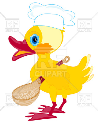 320x400 Cartoon Duckling Cook With Spoon Royalty Free Vector Clip Art