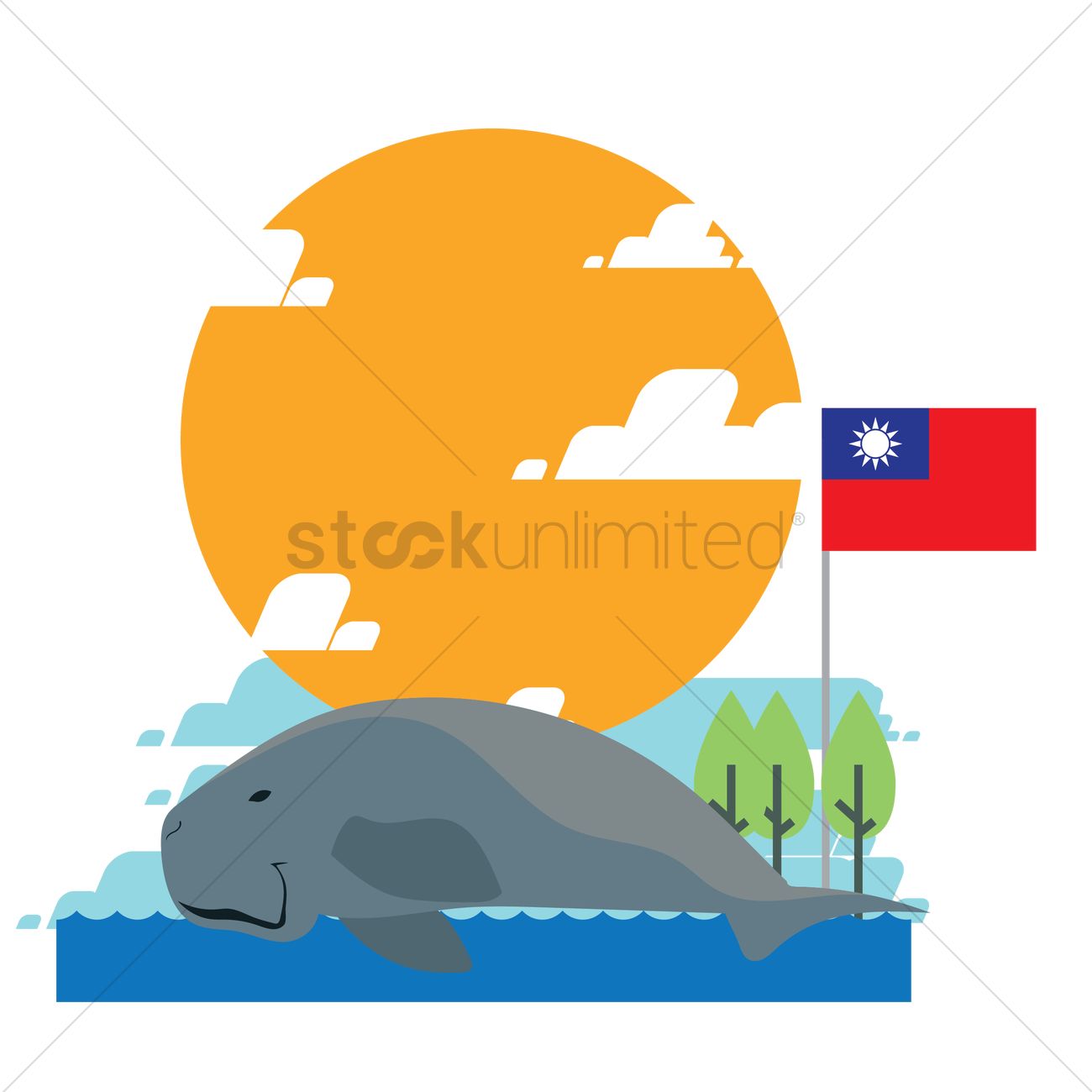 1300x1300 Dugong Vector Image