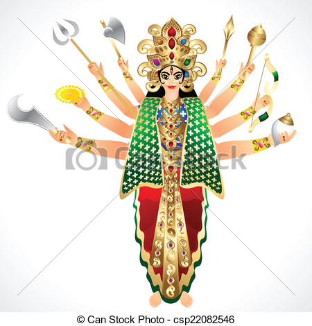 450x470 Vector Illustration Goddess Durga Eps Vector
