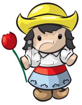 274x350 Cute Cartoon Dutch Girl Holding A Tulip