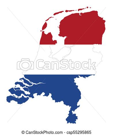 392x470 Flag In The Outline Of The Netherlands. Flag In Red, White Clip