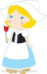 192x300 Clip Art Of A Little Dutch Girl Holding A Tulip