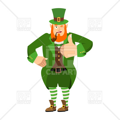 400x400 Leprechaun Winks. Dwarf With Red Beard Thumbs Up. Happy St.patrick