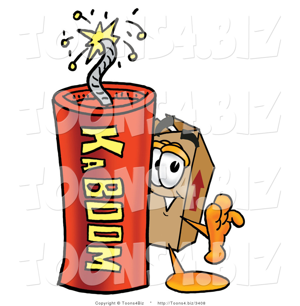 1024x1044 Illustration Of A Cartoon Packing Box Mascot Standing With A Lit