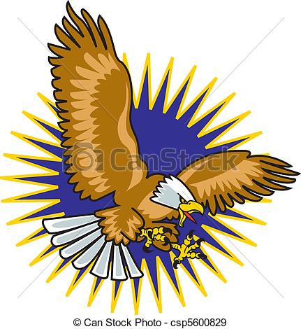 431x470 Eagle Mascot With Wings Spread Flying Through The Air With Eps