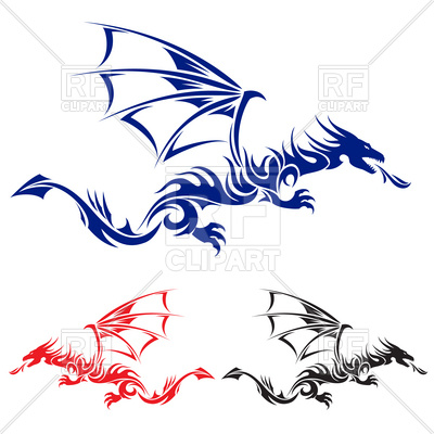 400x400 Flying Dragon Tattoo Royalty Free Vector Clip Art Image