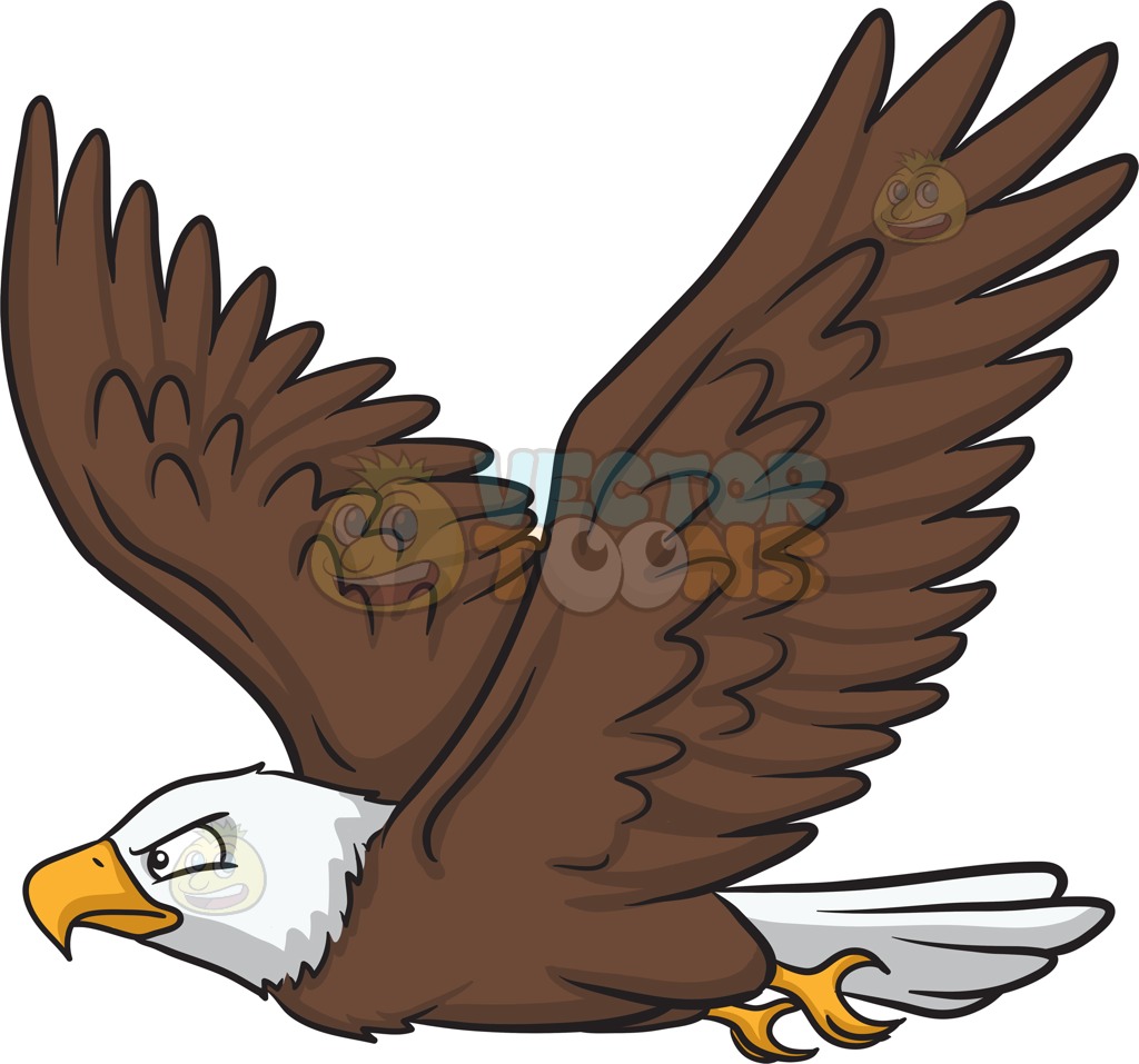 1024x957 A Flying Bald Eagle Cartoon Clipart Vector Toons
