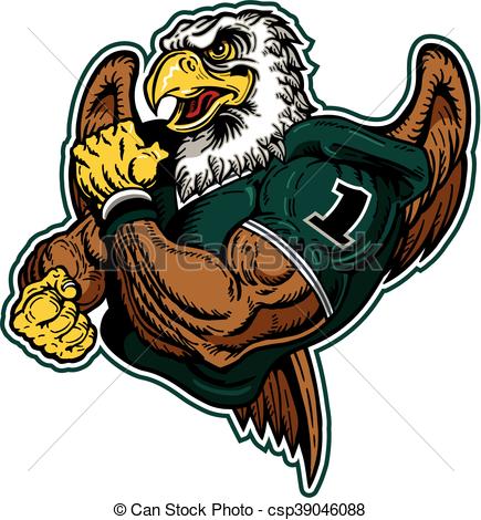 435x470 Muscular Eagle Football Player Team Design For School, Vector