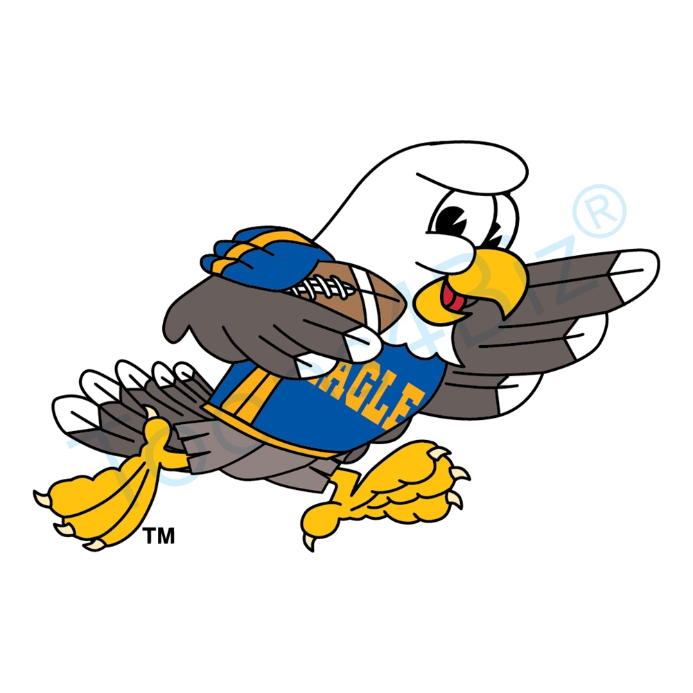 1000x1000 Bald Eagle Mascot Playing Football Clip Art
