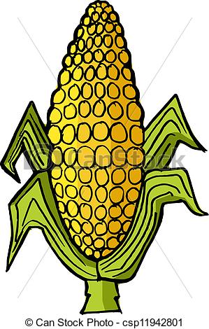 299x470 Hand Drawn, Vector Illustration Of Ear Of Corn Vector Clipart