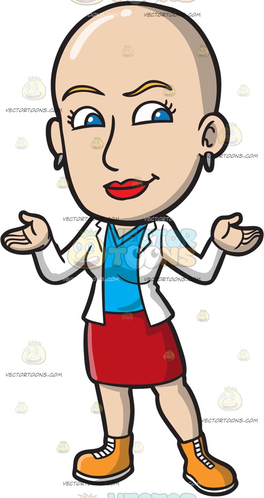 544x1024 A Confident Bald Woman Cartoon Clipart Vector Toons