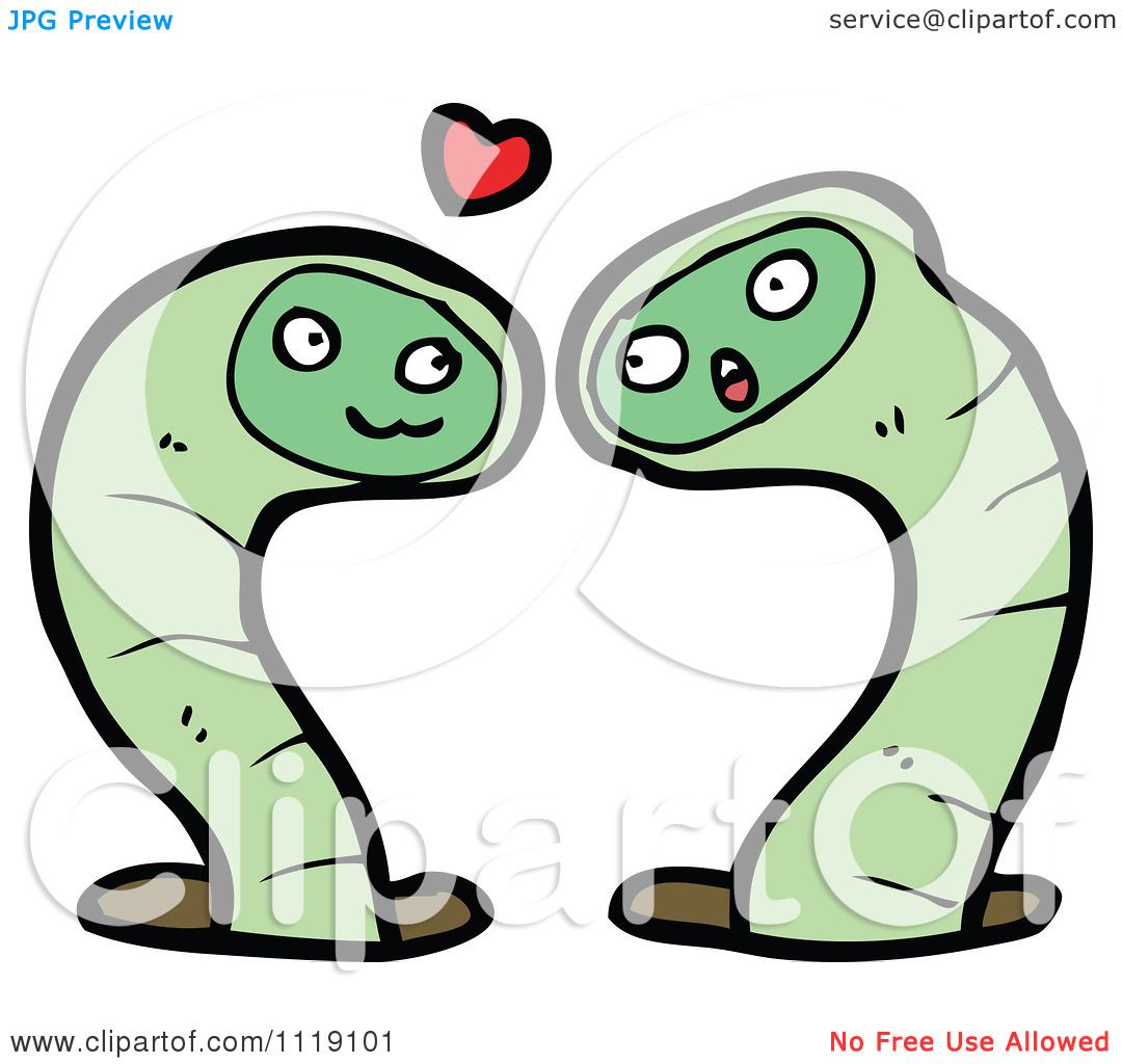 1080x1024 Cartoon Green Earth Worm Pair In Love
