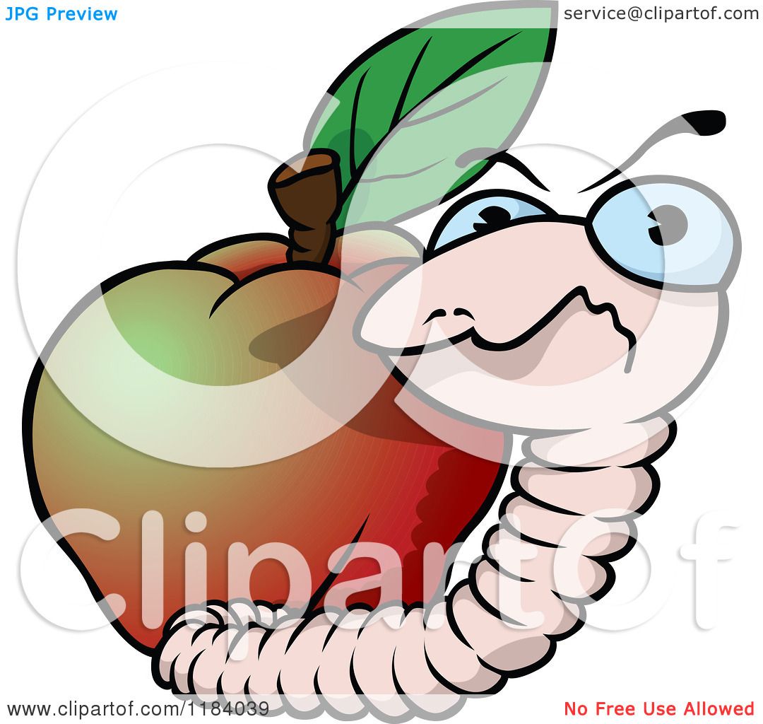 1080x1024 Cartoon Of A Mad Earth Worm And Apple
