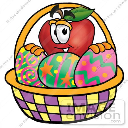 450x450 Clip Art Graphic Of A Red Apple Cartoon Character In An Easter