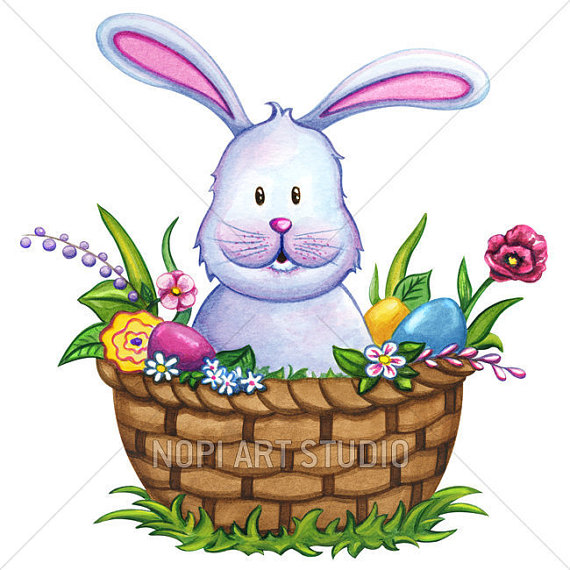 570x570 Easter Bunny Clip Art Easter Basket With Colorful Eggs