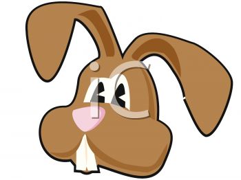 350x262 Clip Art Illustration Of The Face Of A Brown Easter Bunny