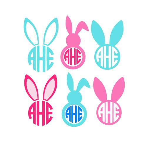 500x500 Monogram Easter Feet And Face Clipart