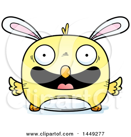 450x470 Cartoon Of A Black And White Screaming Easter Chick With Bunny