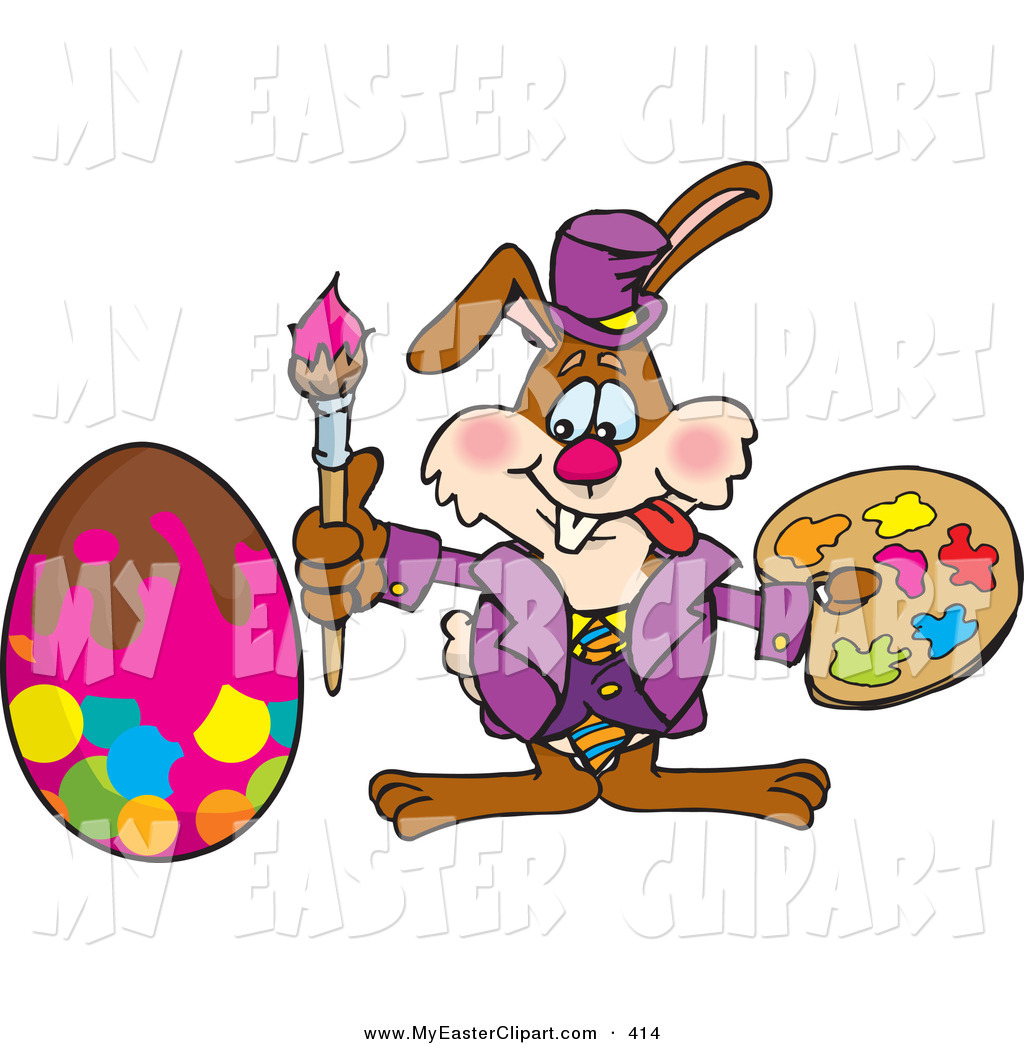 1024x1044 Clip Art Of A Happy Bunny Rabbit Artist Painting An Easter Egg