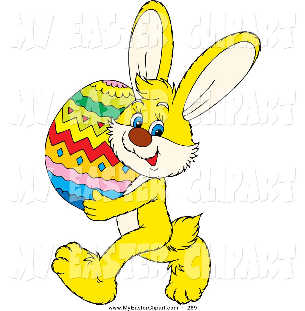 1024x1044 Clip Art Of A Cute Yellow Bunny Rabbit Carrying A Large Colorful