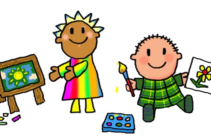 678x442 Children Painting Clipart Kids Painting Easter Eggs Clip Art Kids