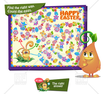 400x366 Game For Children. Count The Easter Eggs Royalty Free Vector Clip