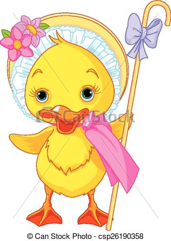 334x470 Illustration Of Easter Duckling With Shepherdess Staff Clipart