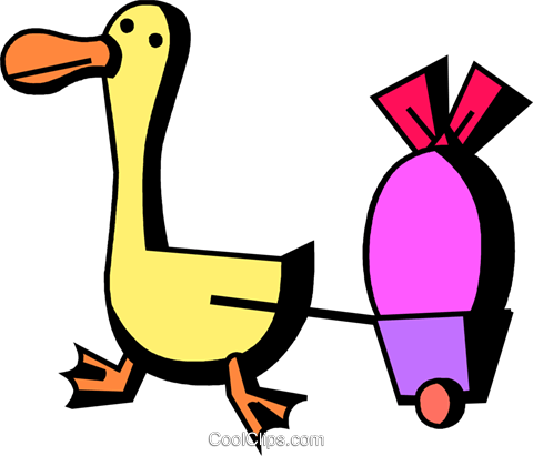 480x411 Duck Pulling An Easter Egg In A Wagon Royalty Free Vector Clip Art