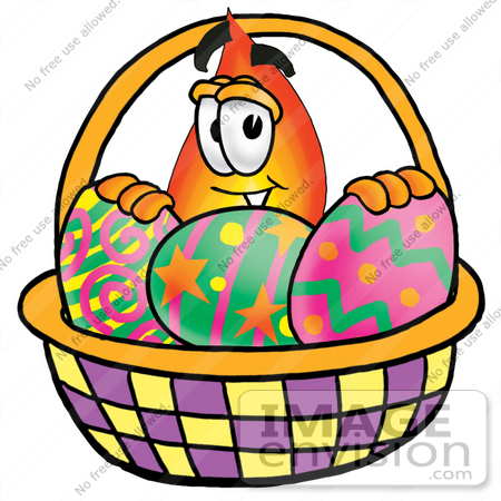 450x450 Clip Art Graphic Of A Fire Cartoon Character In An Easter Basket