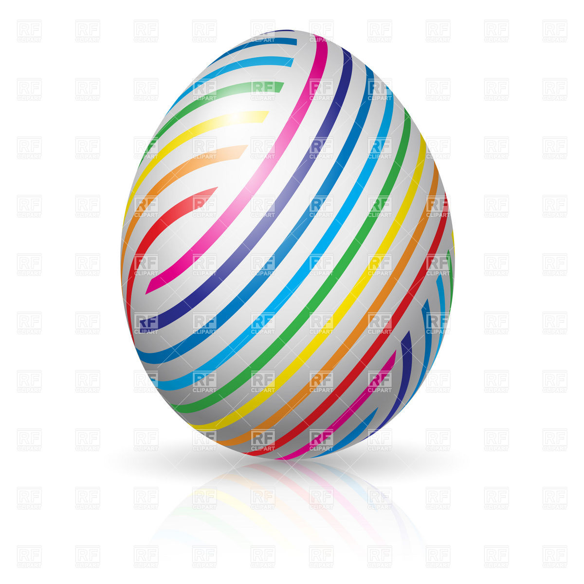 1200x1200 Easter Egg With Colorful Stripes Royalty Free Vector Clip Art