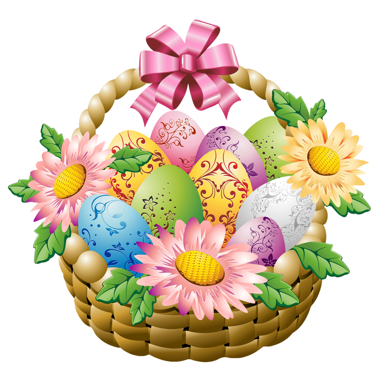 1280x1280 Easter Basket With Easter Eggs And Flowers Png Pictureu200b Gallery