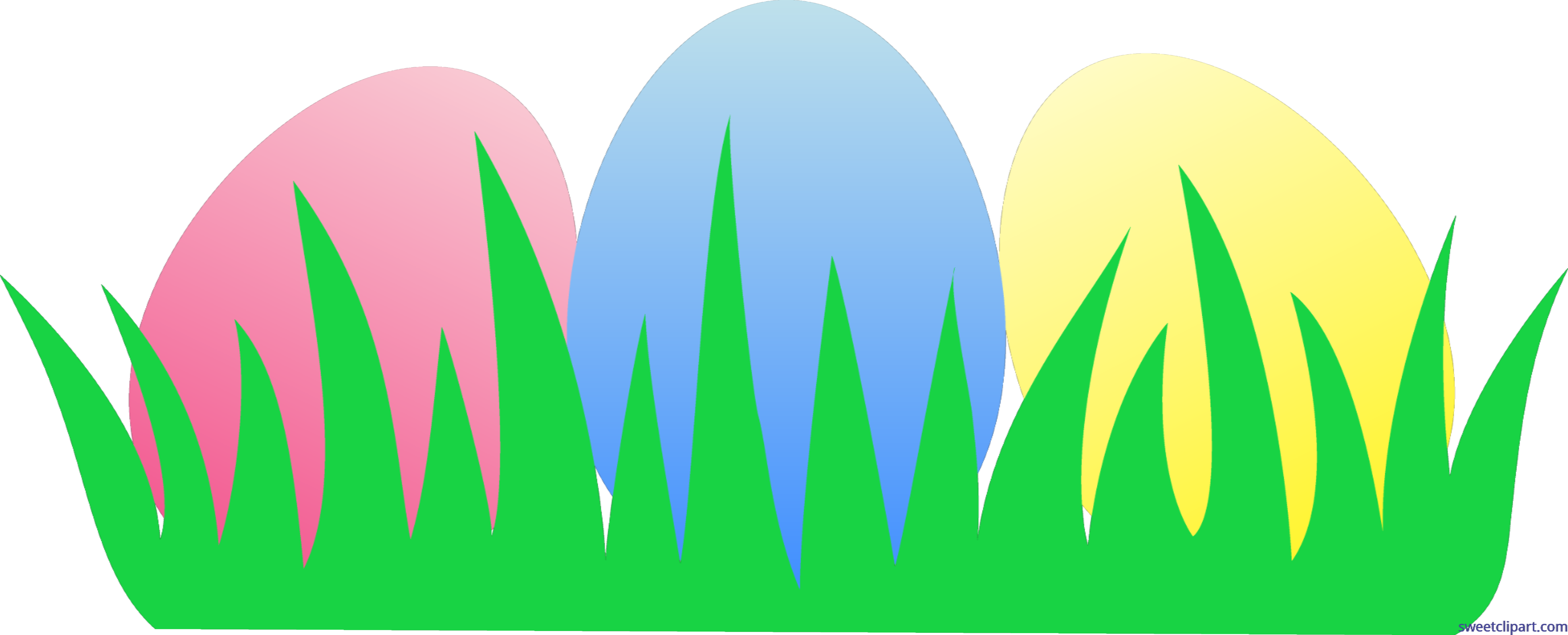 6883x2789 Easter Eggs Grass Clip Art