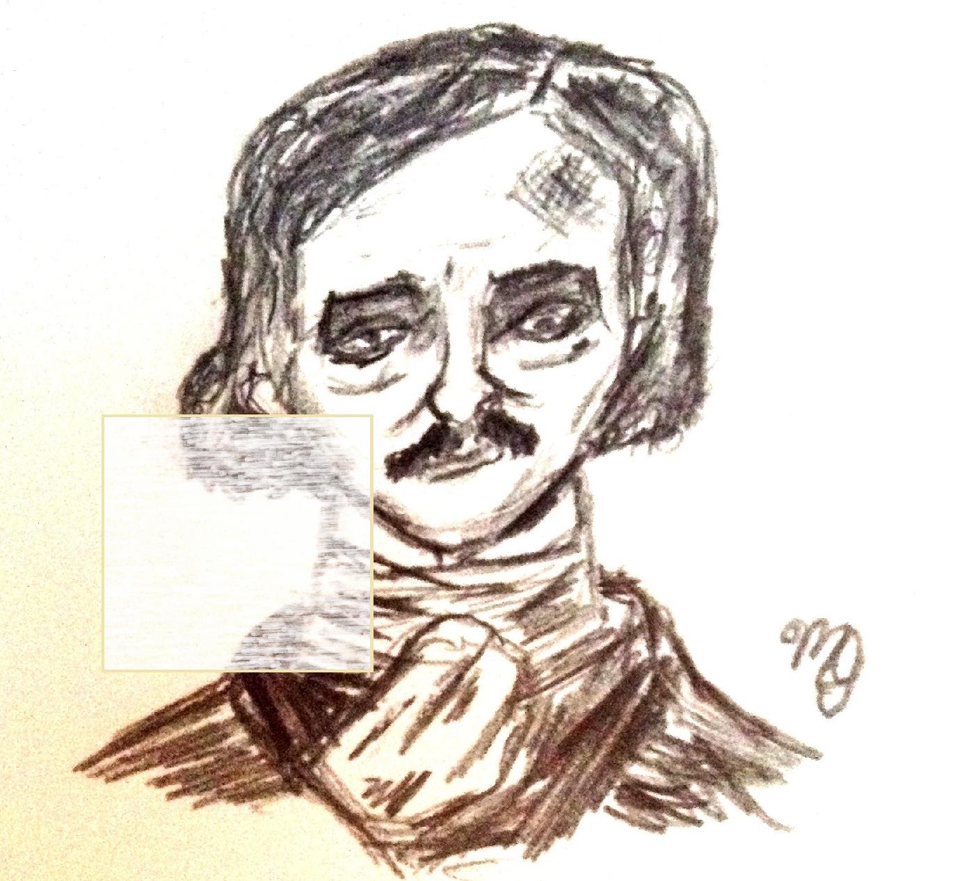 1396x1267 Edgar Allan Poe Expressionist Sketch Clip Art