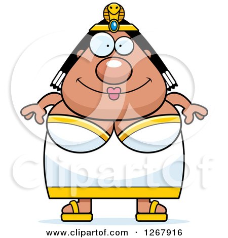 450x470 Clipart Of A Happy Chubby Cleopatra Egyptian Pharaoh Woman
