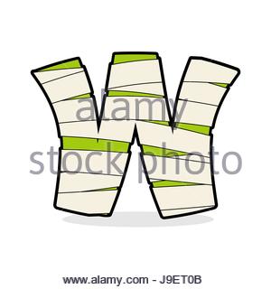 300x320 Mummy. Text In Bandages. Egyptian Monster. Ancient Embalming