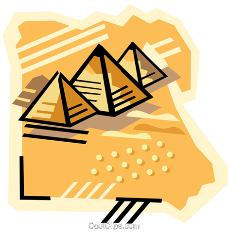 469x480 Geotechnical Style, Egypt, Pyramids Royalty Free Vector Clip Art
