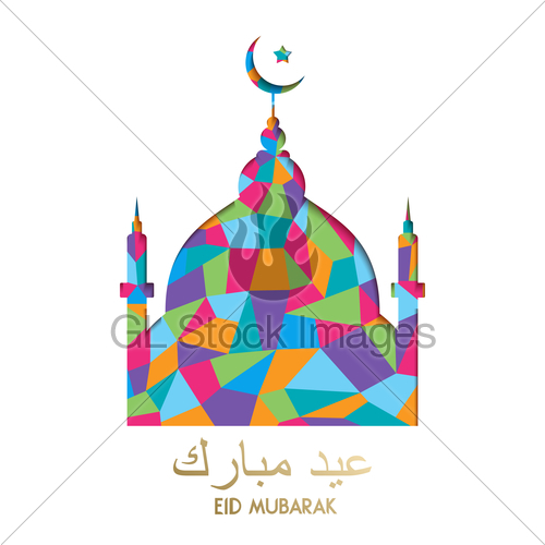 500x500 Eid Mubarak Color Mosque Holiday Greeting Card Gl Stock Images