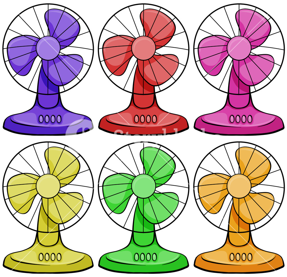 1000x965 Six Different Colors Electric Fan Royalty Free Stock Image
