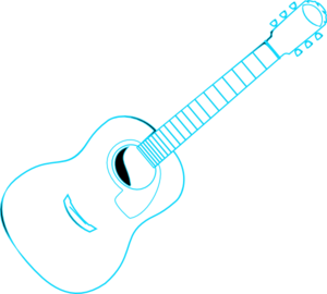 300x270 Guitar Outline Blue Clip Art