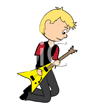 350x350 Royalty Free Clipart Image Of A Boy Playing The Guitar