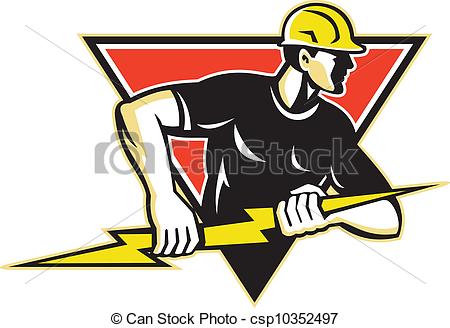 450x328 Electrician Lightning Bolt Retro. Illustration Of An Eps