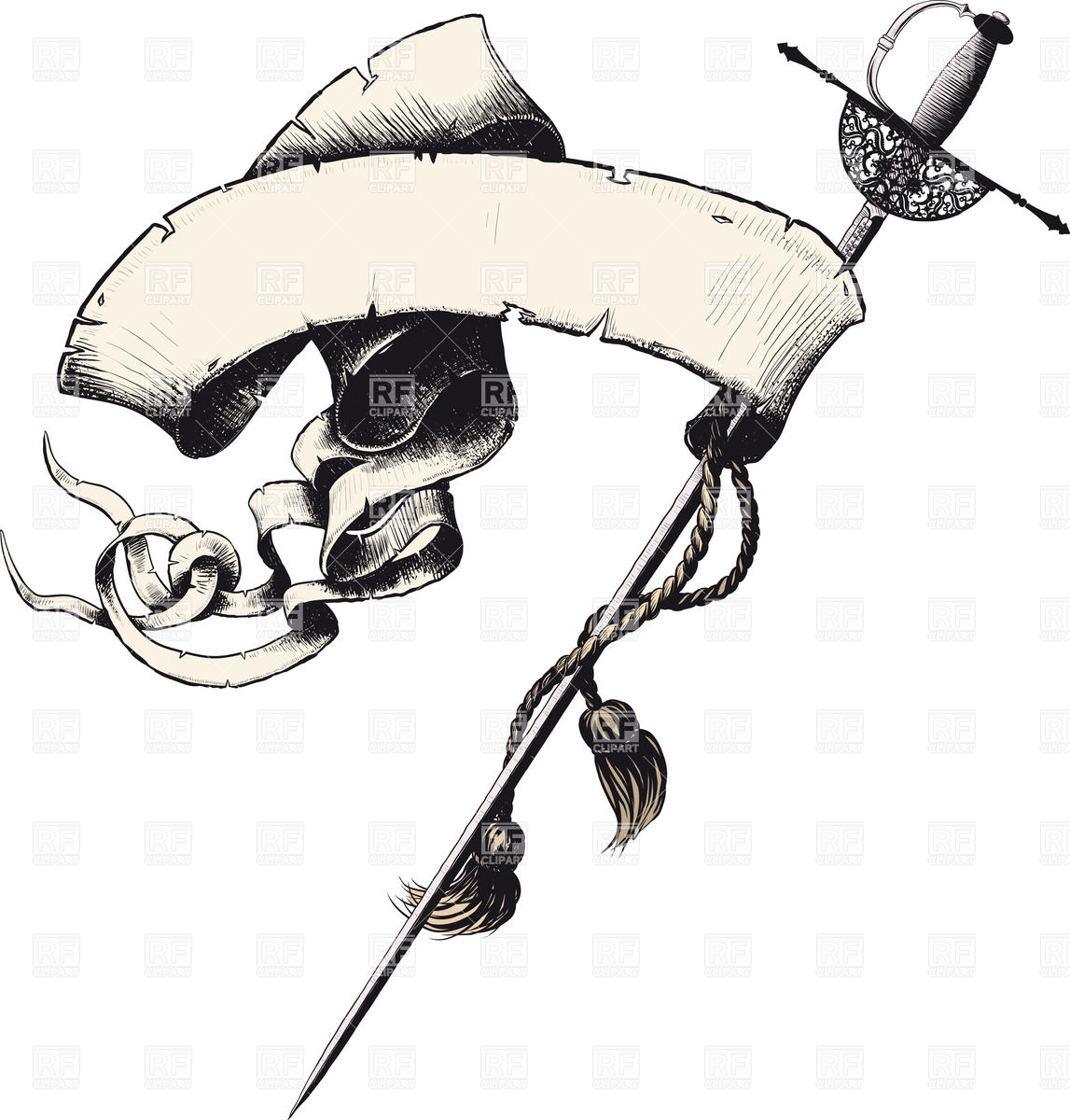 1147x1200 Elegant Serpentine Banner Entwined Around A Sword Blade (Rapier