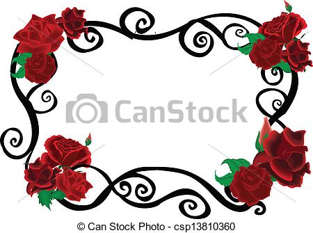 450x335 Roses Swirl Elegant Frame Clip Art Vector